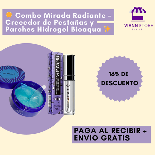 🌟 Combo Mirada Radiante – Crecedor de Pestañas y Parches Hidrogel Bioaqua 👁️✨