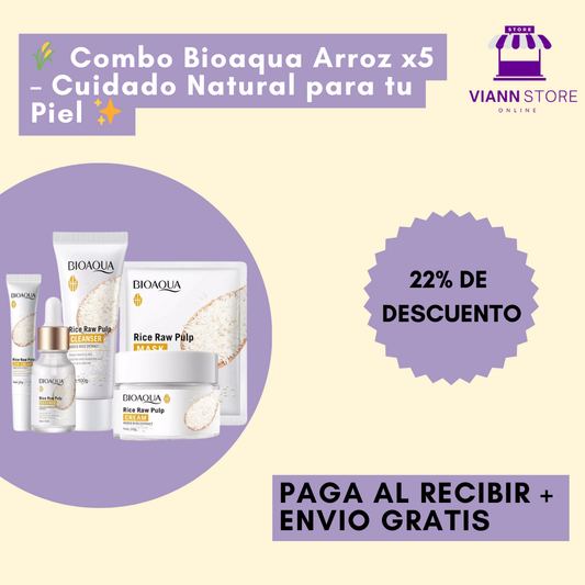 🌾 Combo Bioaqua Arroz x5 – Cuidado Natural para tu Piel ✨